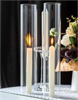 2PCS Clear Glass Hurricane Candle Holder