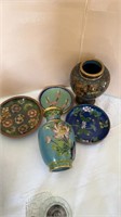 Five pieces Chinese enamel poisoner on brass,
