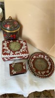 4 pieces of Chinese enamel cloisonné, three have