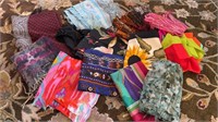 Group of 12 silk and cotton scarves, different