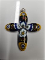 Enameled Cross Necklace Pendant