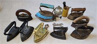 Antique Irons Lot Coleman Gas Iron & Accessories