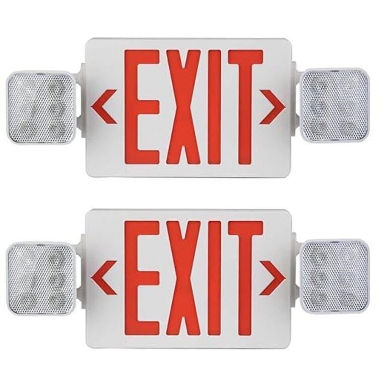 AmazonCommercial Emergency Light Exit Sign, 2-Pack