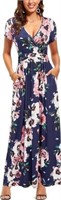 OUGES Women's Maxi Dress - Large