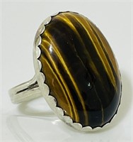 Solid 925 Sterling Silver Tiger’s Eye Ring
