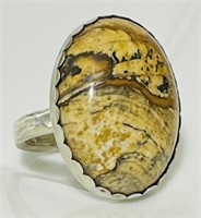 Solid 925 Sterling Silver Picture Jasper Ring