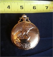 GOLD TONE POCKET WATCH, TIME/DATE JAPAN MOVEMENT