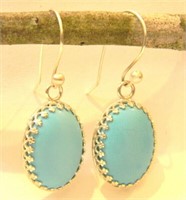 Turquoise sterling silver drop dangle earrings