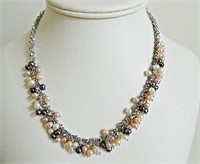 Vintage Necklace sterling silver Natural pearls