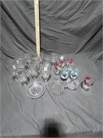 Floral Glasses, Crystal Plates, and Glasses