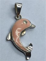 Vintage 925 Sterling Silver Dolphin Pendant