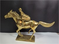 Beautiful Vintage Large Heavy Brass Race Jockey