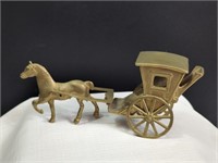 Vintage Decorative Brass Horse and Carriage