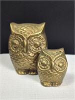 Mid Century Pair Of Brass Owls