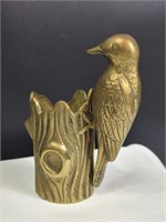 Vintage Solid Brass Bird & Tree Trunk Figurine