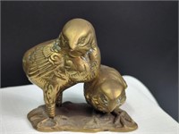 Vintage Brass Chicky Hens Figurine