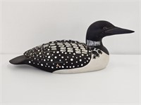 HAND CARVED WOOD LOON - 16" LONG X 6.5" H X 6" W