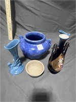 2 Royal Haeger Vases, Blue Woman Vase, Pot, Cerami