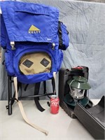 Kelty Yukon camping backpack and Coleman Lantern.