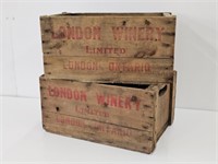 2 LONDON WINERY LIMITED WOOD CRATES