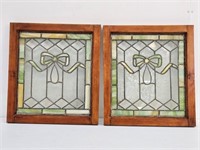 2 LEADED STAINED GLASS WINDOWS