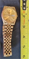 SEIKO QUARTZ DAY/DATE WATCH #3, GOLD TONE BAND &