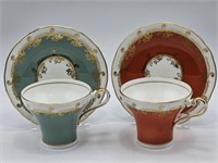 2 AYNSLEY CUPS & SAUCERS