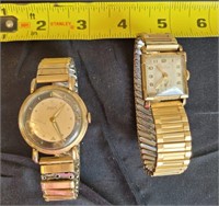 2 PC VTG GOLD TONE STRETCH BAND WATCHES #6