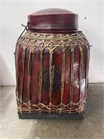 Vintage Asian Lacquered Bamboo Rice Basket w/Lid