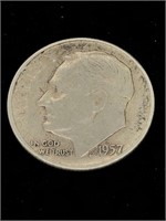 Vintage 1957 10C Roosevelt Silver Dime Coin