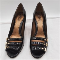 6M Franco Sarto Patent Leather High Heel Sandals