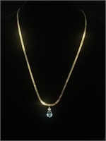 Gold Toned Necklace with 925 Silver Pendant 11.5"