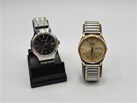 2 MENS CARAVELLE WATCHES - BLACK DIAL WORKING