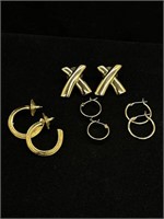 Pretty Gold Tone Earrings Lot of 4 Pairs