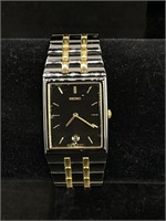 Seiko Black and Gold Tone Watch with Date