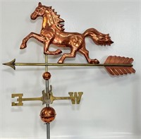 DESIRABLE COPPER & BRASS WEATHER VANE W HORSE TOP