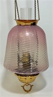 BEAUTIFUL ANTIQUE PULL DOWN OIL LAMP W GLASS SHADE