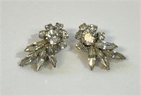 CHIC VINTAGE SHERMAN CLEAR RHINESTONE EARRINGS