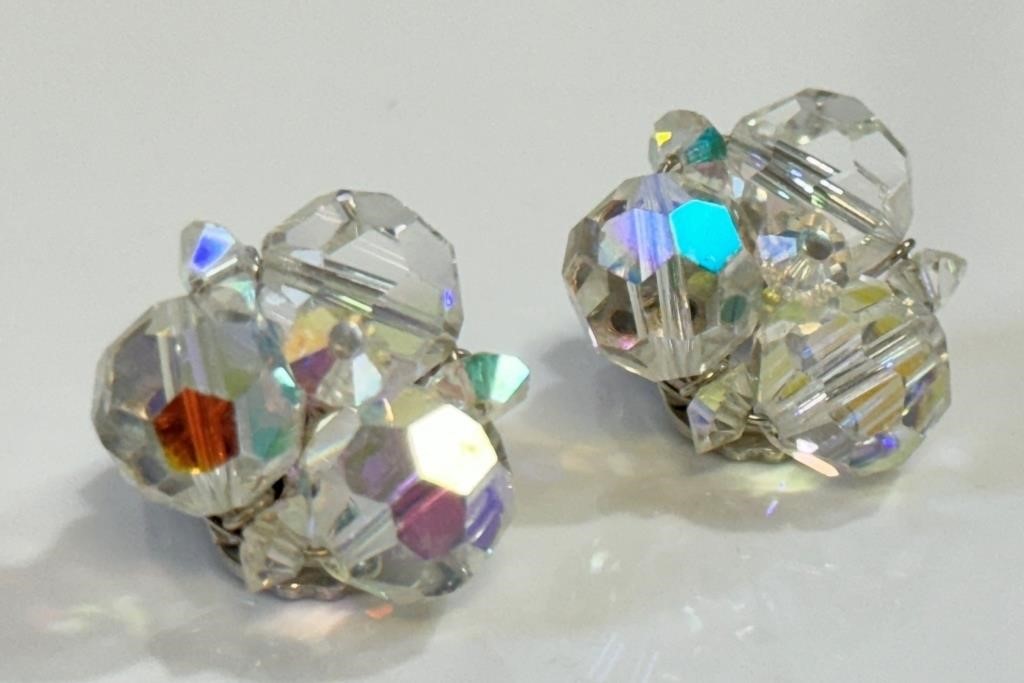 PRETTY PAIR OF EARLY SHERMAN RHINESTONE EARRINGS