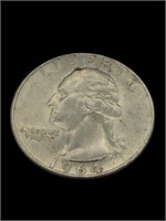Vintage 1964-D 25C Washington Silver Quarter Coin