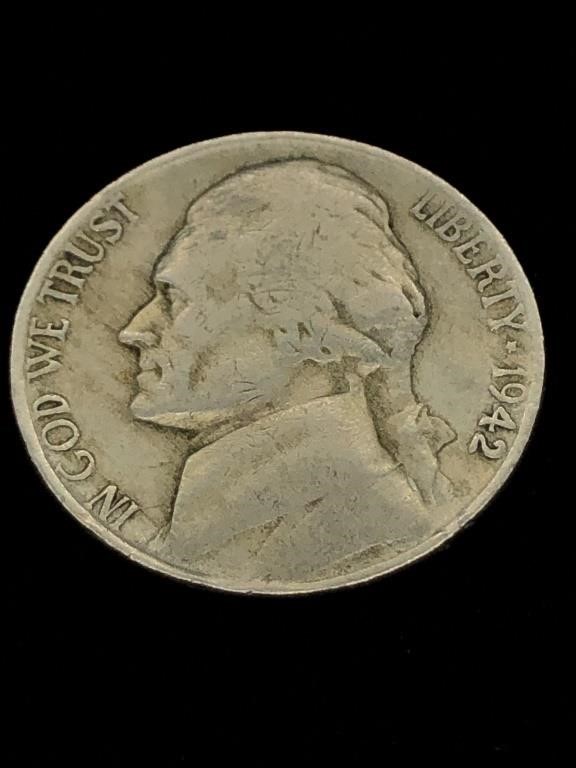 Vintage Wartime 1945 5C Jefferson Silver Nickel