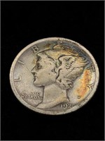 Vintage 1920 10C Mercury Silver Dollar Coin