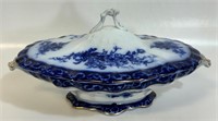 DESIRABLE VICTORIAN FLOW BLUE COVERED TUREEN