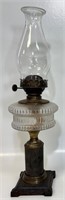 STUNNING 1800'S CAST OIL LAMP W UNIQUE BURNER