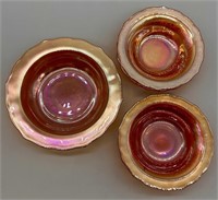 (5) Vintage Iridescent Glass Bowls Set