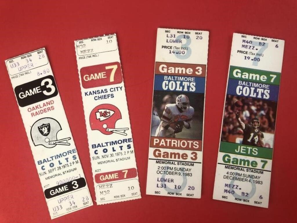 1975 & 1983 Unused Baltimore Colts Tickets