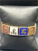Vintage Enameled Panel-Link Bracelet