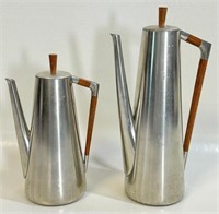 UNIQUE MID CENTURY DUTCH PEWTER TEA & COFFEE POTS