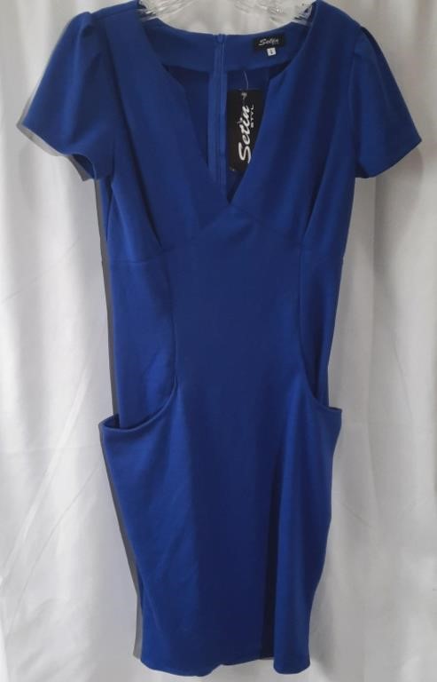 Setin Casual Blue Dress Sz. L - Made in Poland