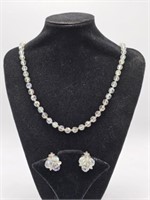 SIGNED CORO AURORA CRYSTAL NECKLACE & EARRINGS